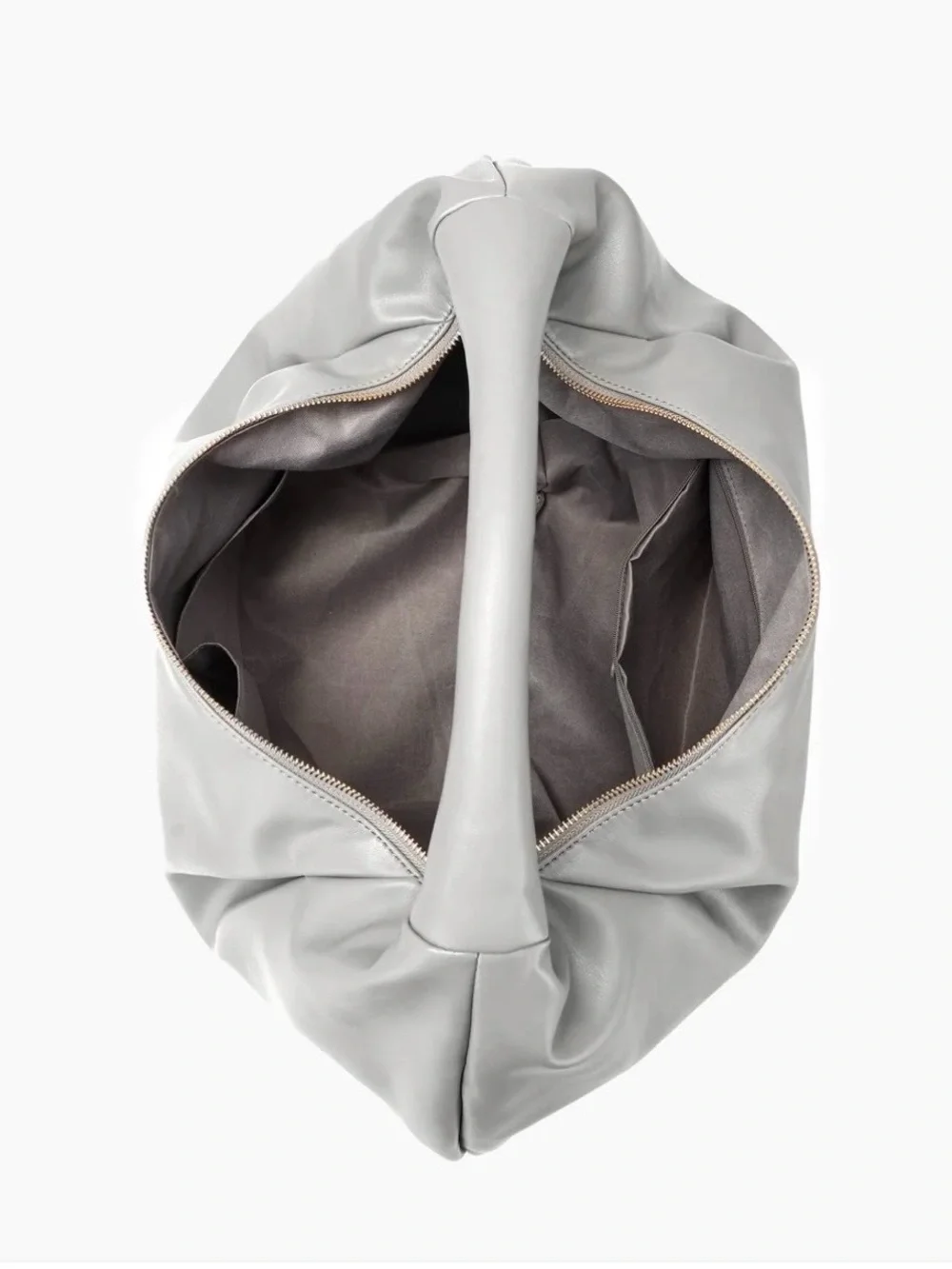 LIKE DREAMS Gray Crescent Hobo Shoulder Bag Gold Hardware Zip
